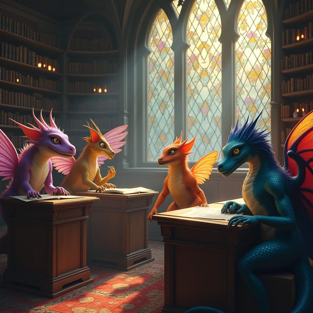 Fantastical Creatures Study in a Mystical School