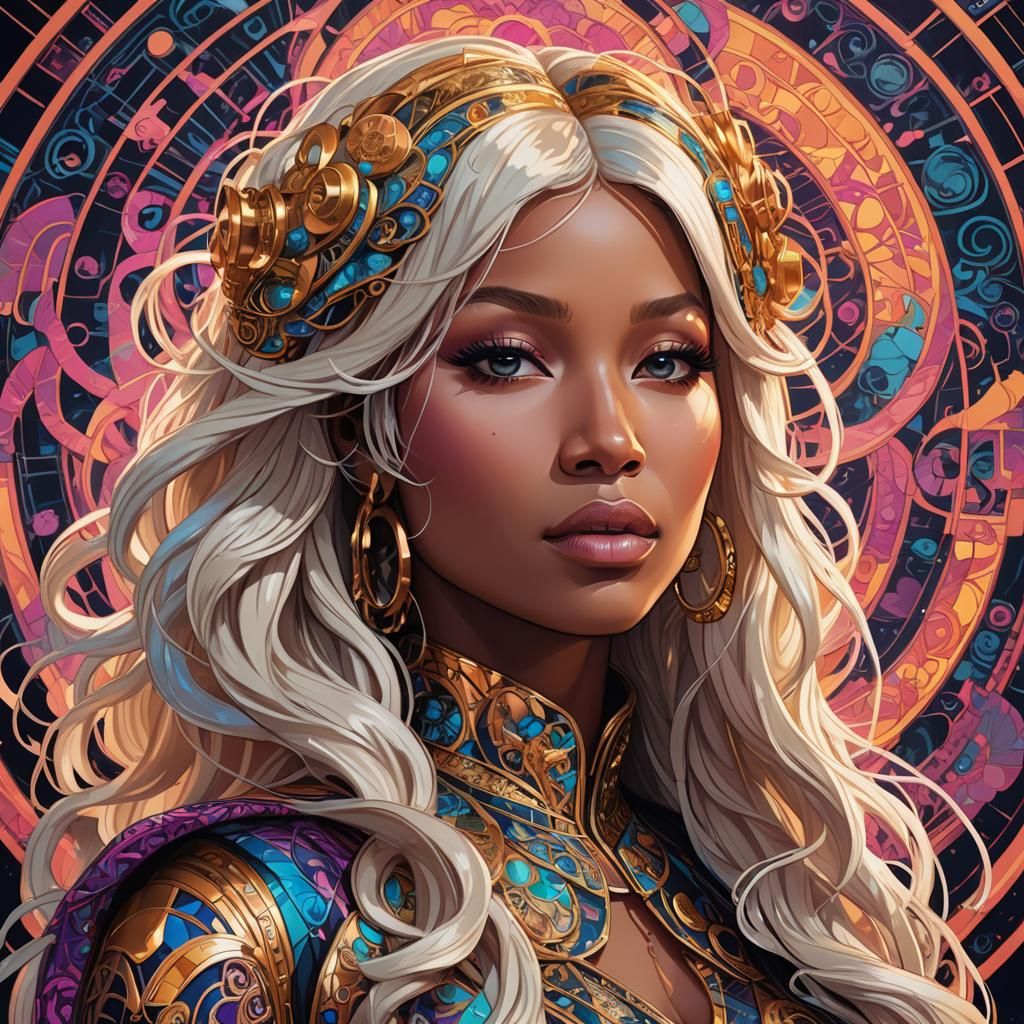 Neon Art Nouveau Portrait in Unreal Engine 5