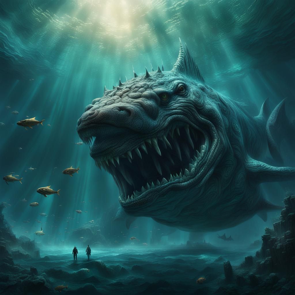 Epic Underwater Leviathan in Digital Matte Painting