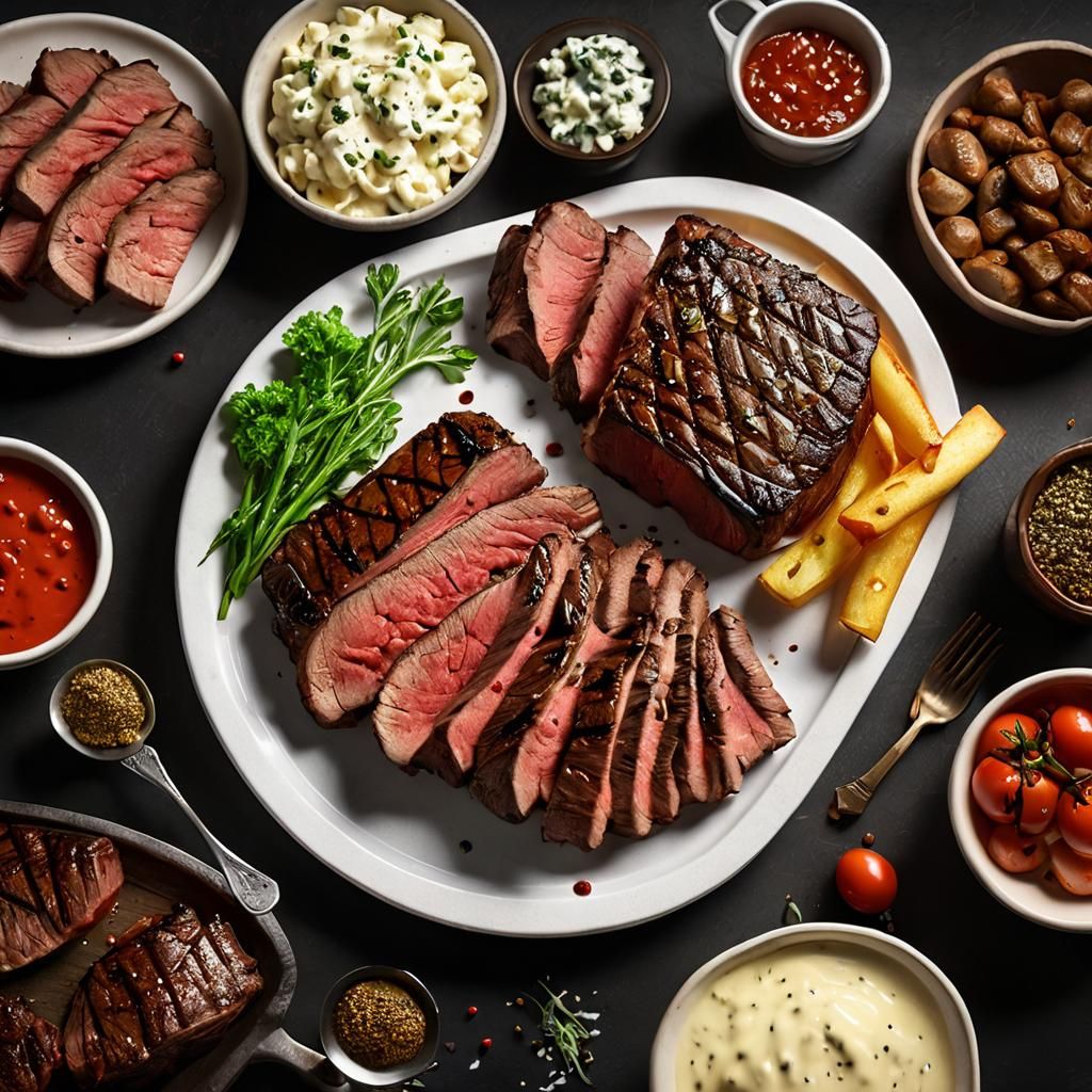 Côte de Boeuf with Roquefort Sauce, Hyperrealistic Render