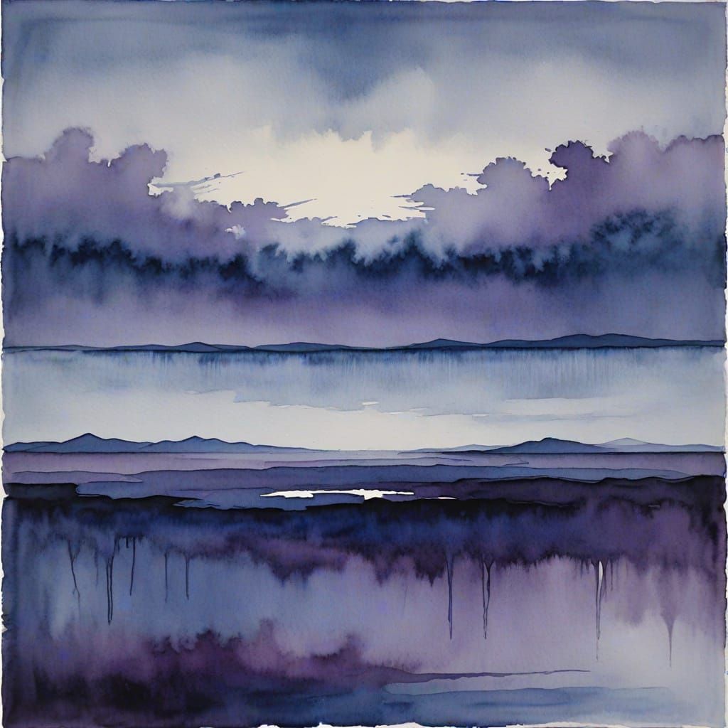 Rothko-esque Atmospheric Landscape in Watercolor