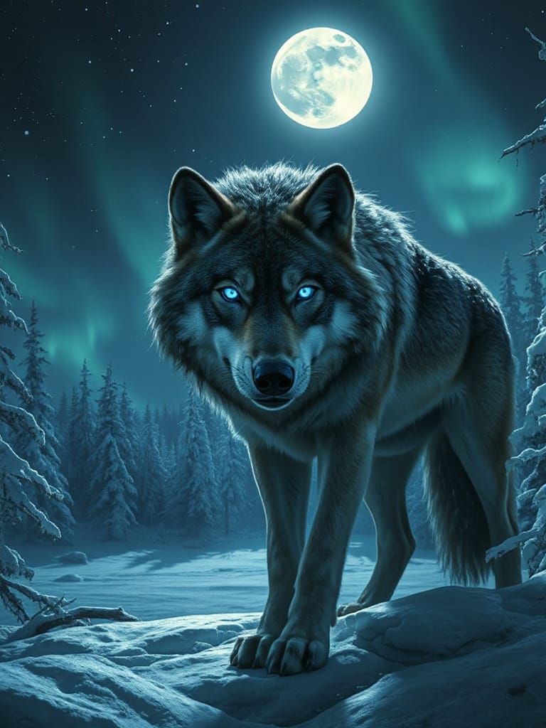 Mythical Slavic Wolf Guards Winter World Border