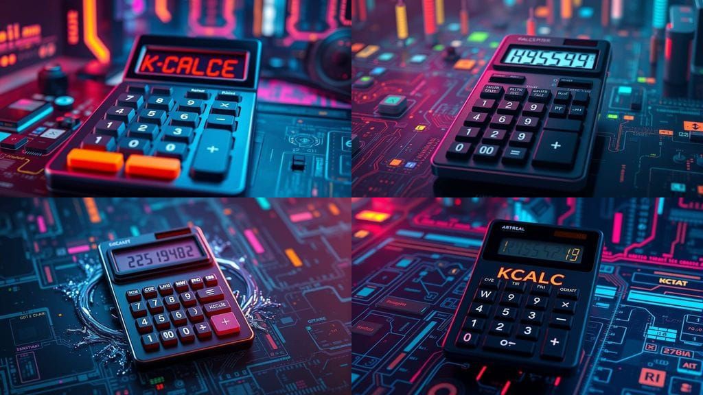 Calculator in Cyberpunk Fantasy with KCALC Splash Screen