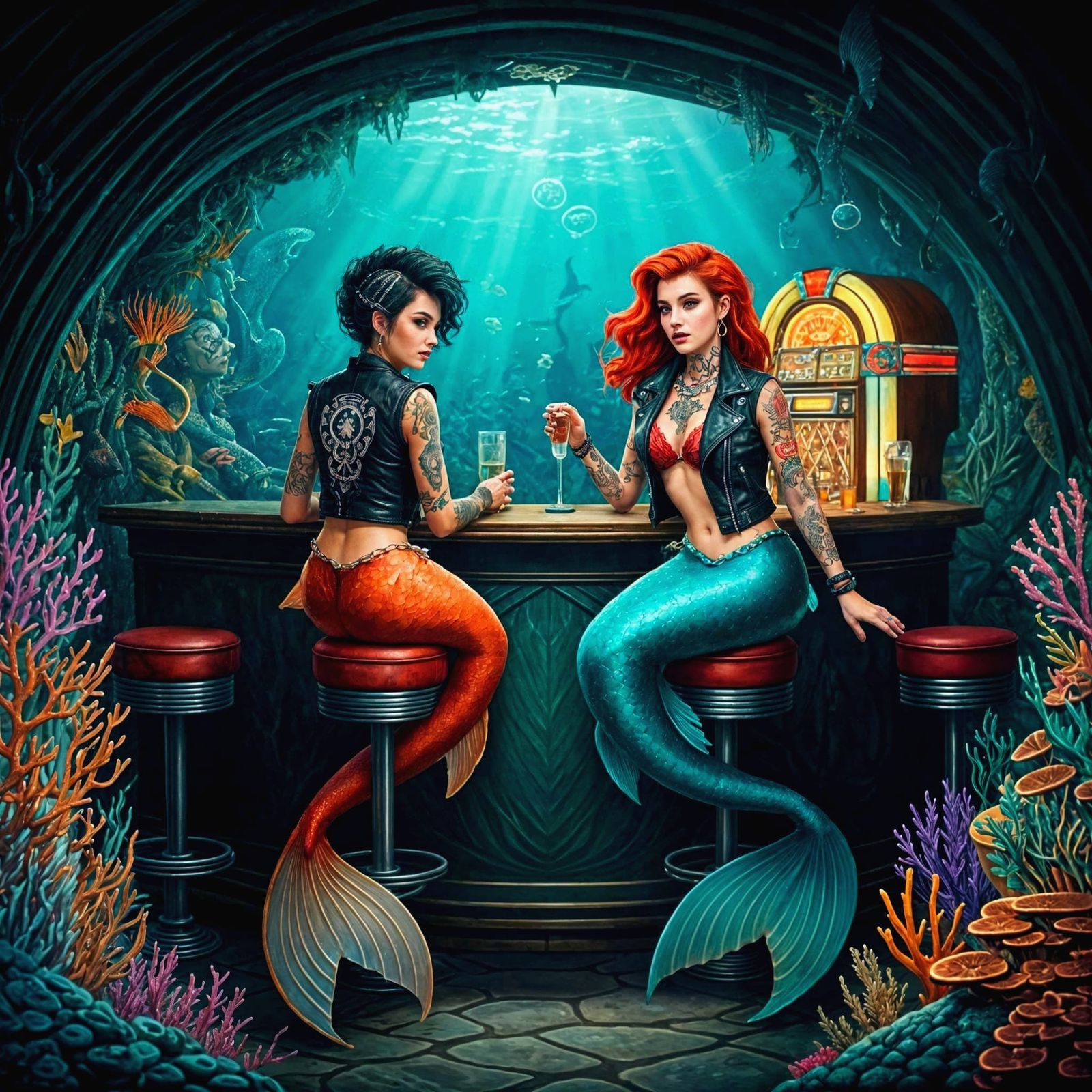 Mermaids Rock Out at the Underwater Biker Bar