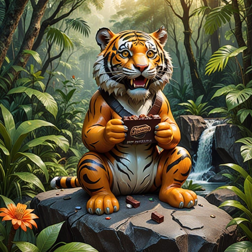 Tiger Indulges in Decadent Chocolate Treat