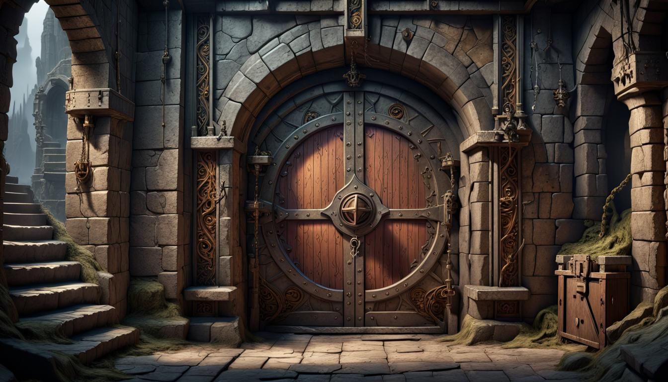 Detailed Dungeon Door Concept Art