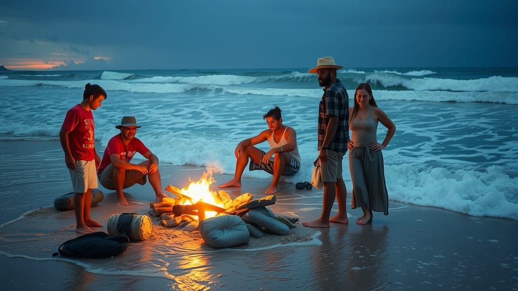 Aquaman on Beach in Alcohol Ink Style