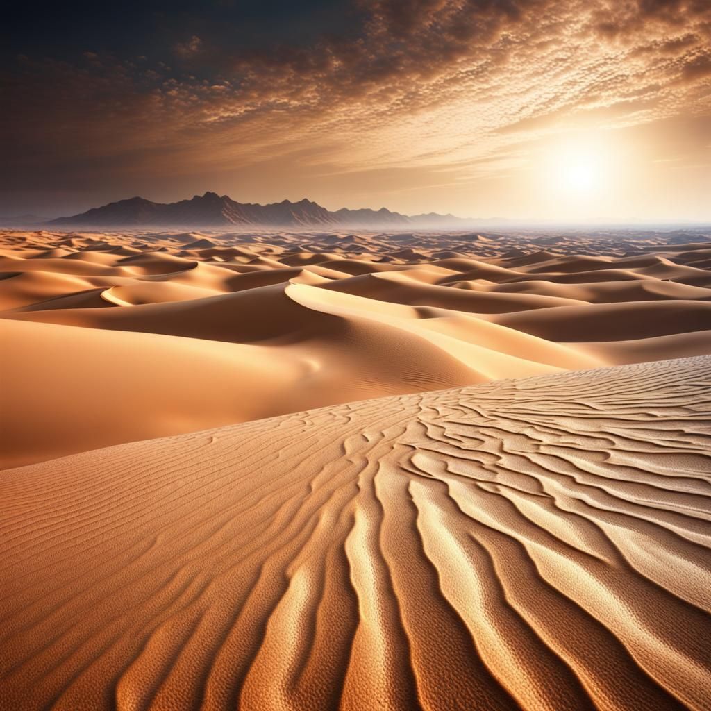 Hyperrealistic Desert Mirage: Fantasy Horizon in HDR
