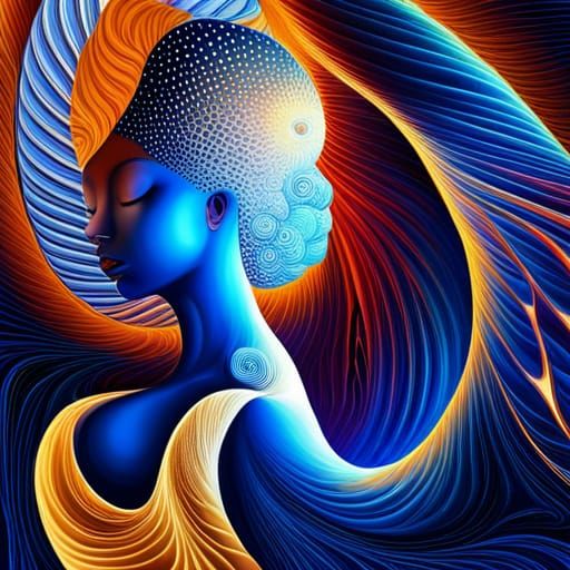 Empowered Woman: Soft Noir Alchemy in Abstract Style