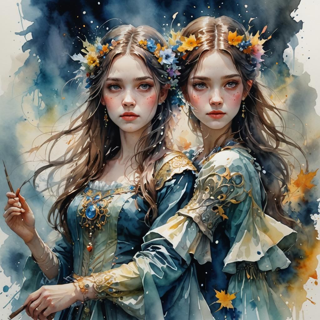 Watercolor Fantasy Portrait with Cinematic Lighting