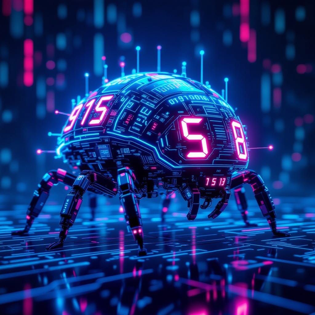 Cybernetic Digital Creature with Neon Circuits