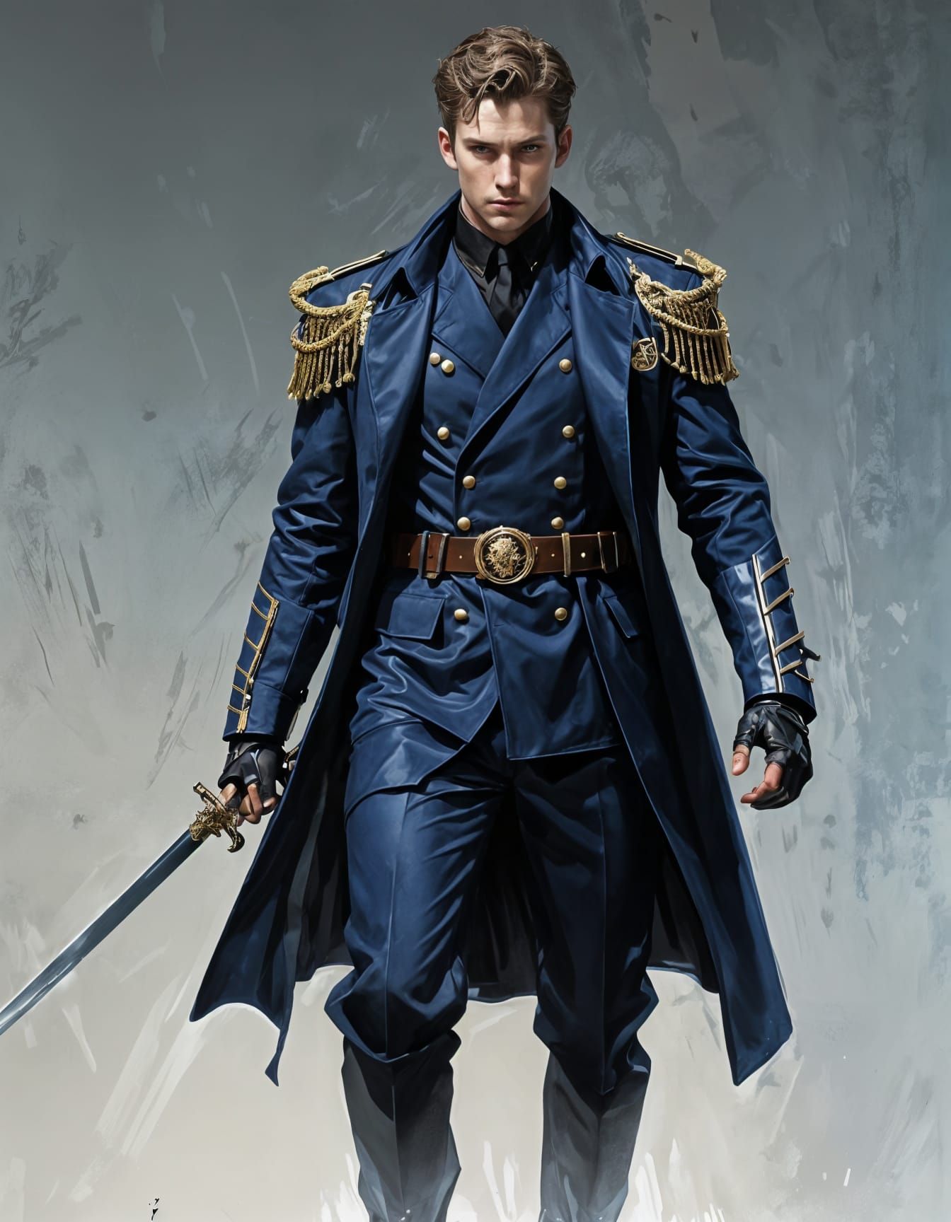Military Leader with Swords in Formal Attire