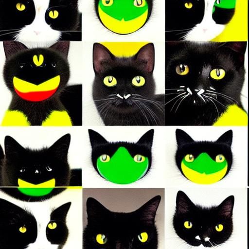 Black Cat with White Markings and Yellow Eyes