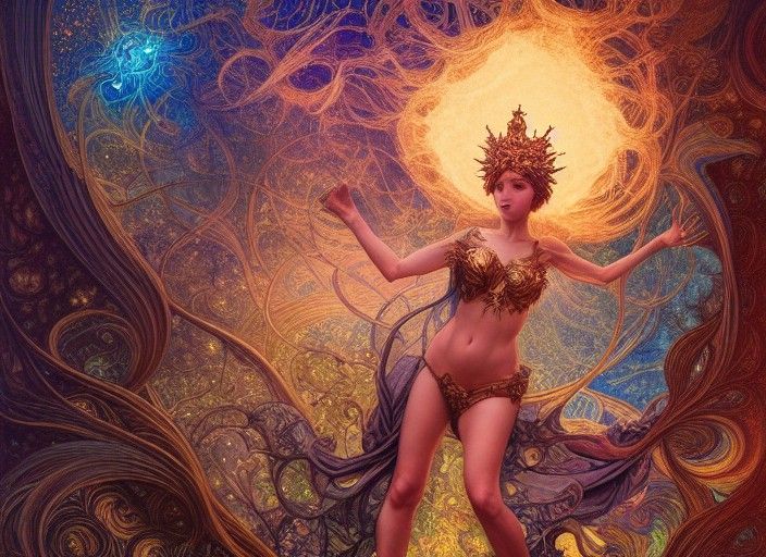 King of Wands Tarot Card in Fractal Style