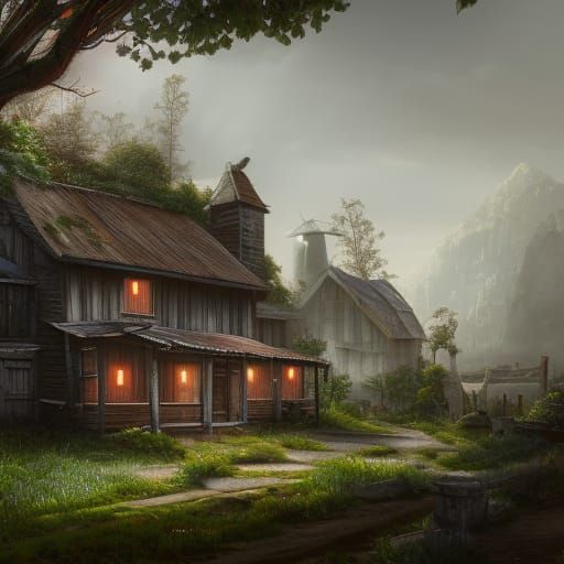 Fantastical Farmhouse in Detailed Matte Painting