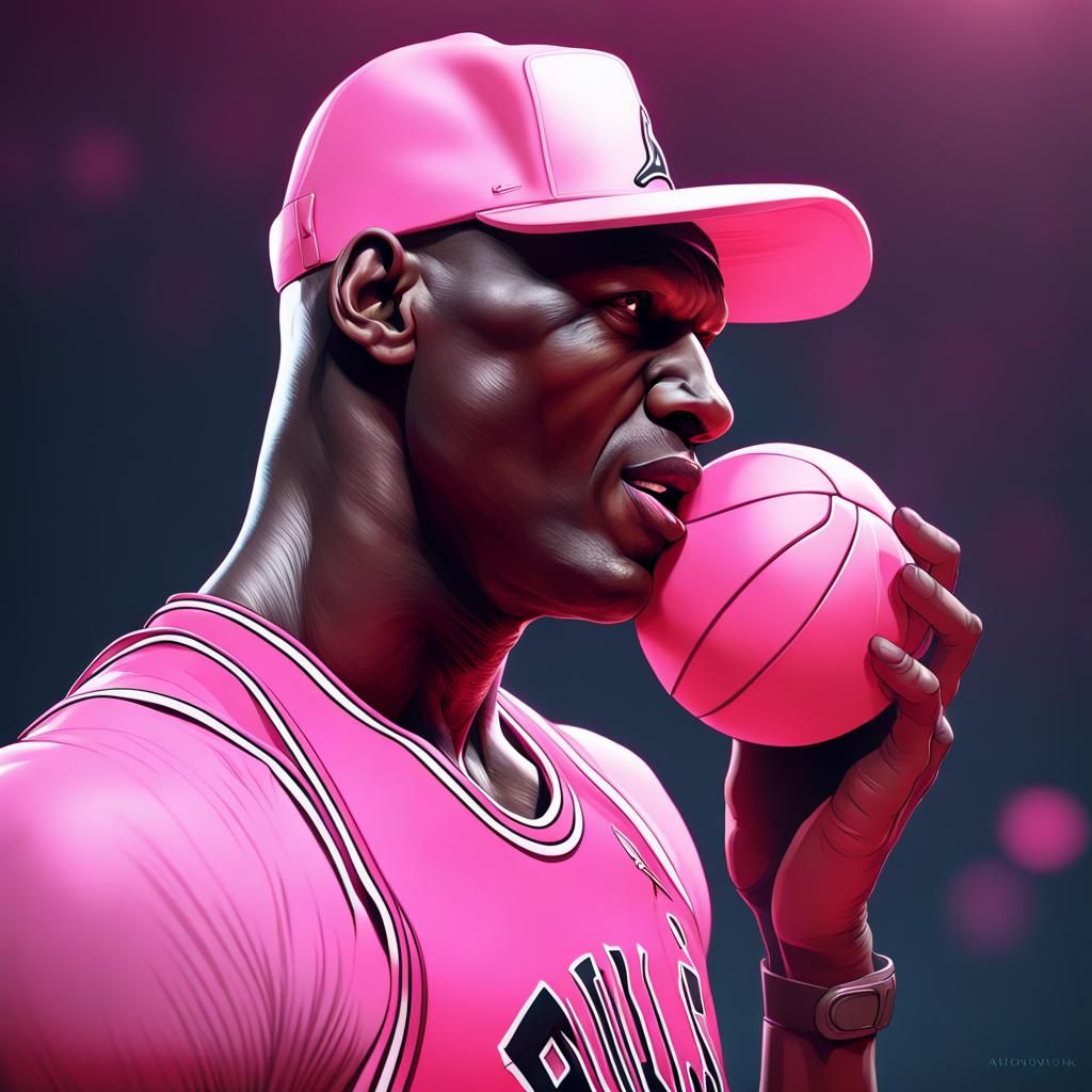 Michael Jordan Sucking a Binkie, Hyperdetailed Portrait