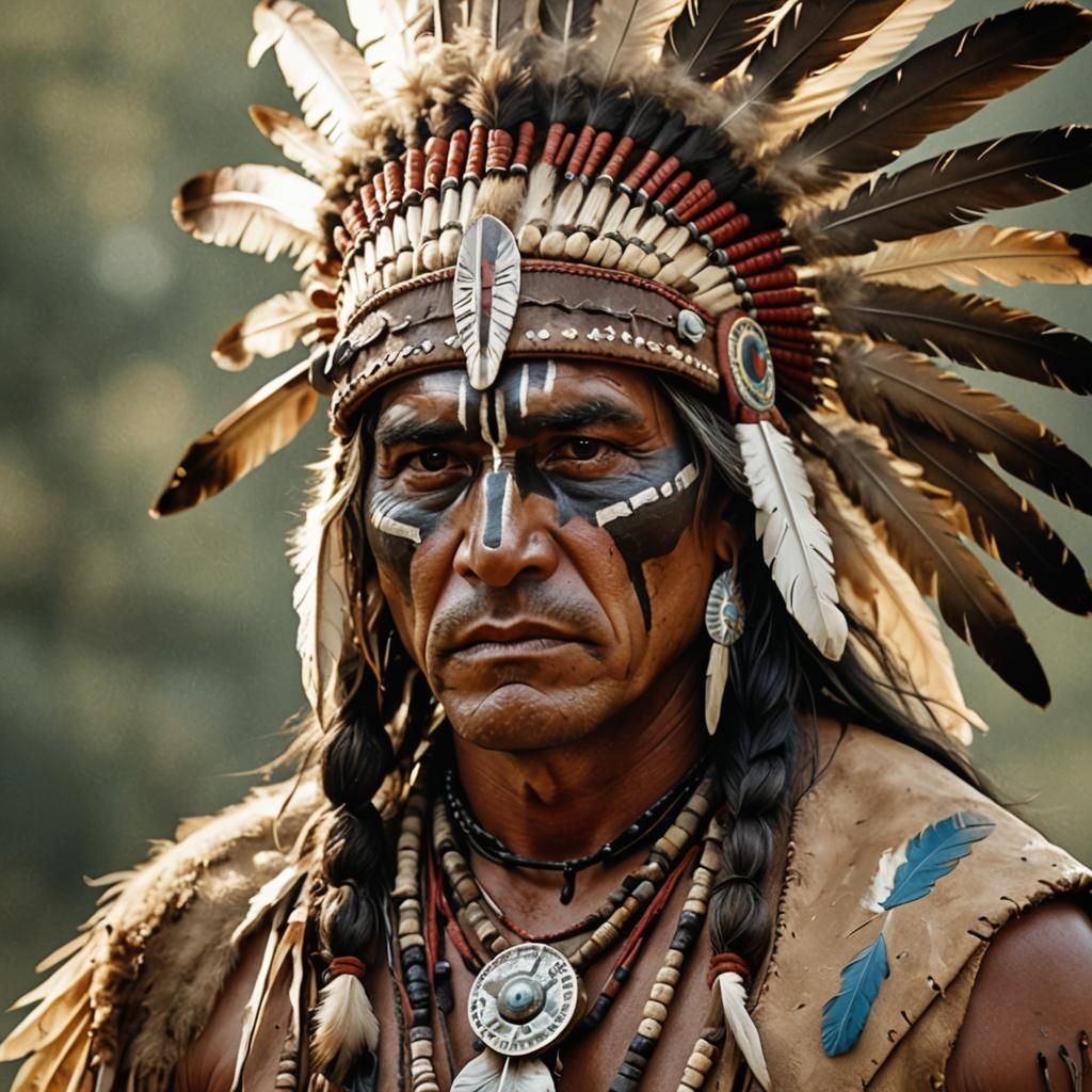 Native American Warrior with Tomahawk