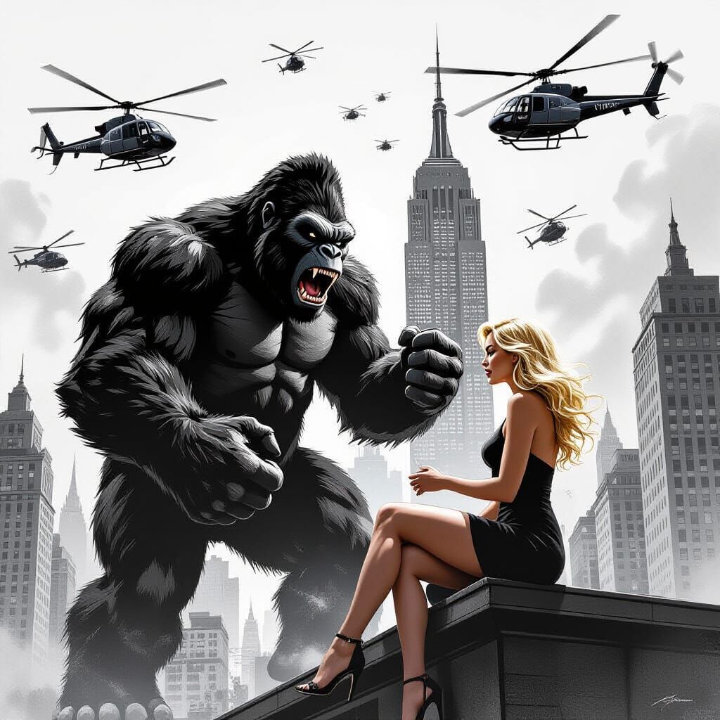 King Kong's Fury: A Cinematic Charcoal Clash