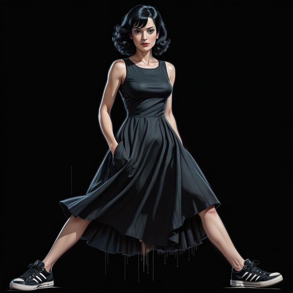 Noir Comic Style Portrait of a Woman in Black