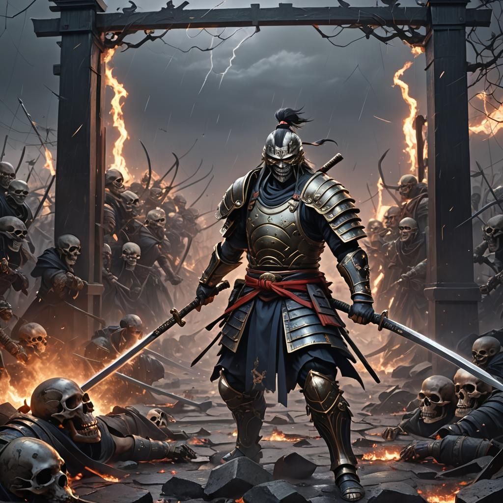 Gladiator at Hell's Gate in Dark Fantasy Style