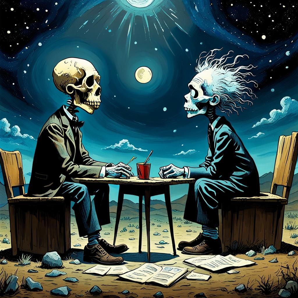 (👻☠️🤟🪢:1.5), lonely listless lifeless lovers, Tim Burton,...