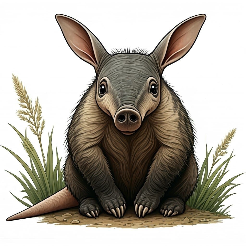Whimsical Baby Aardvark in Arthur Rackham Style