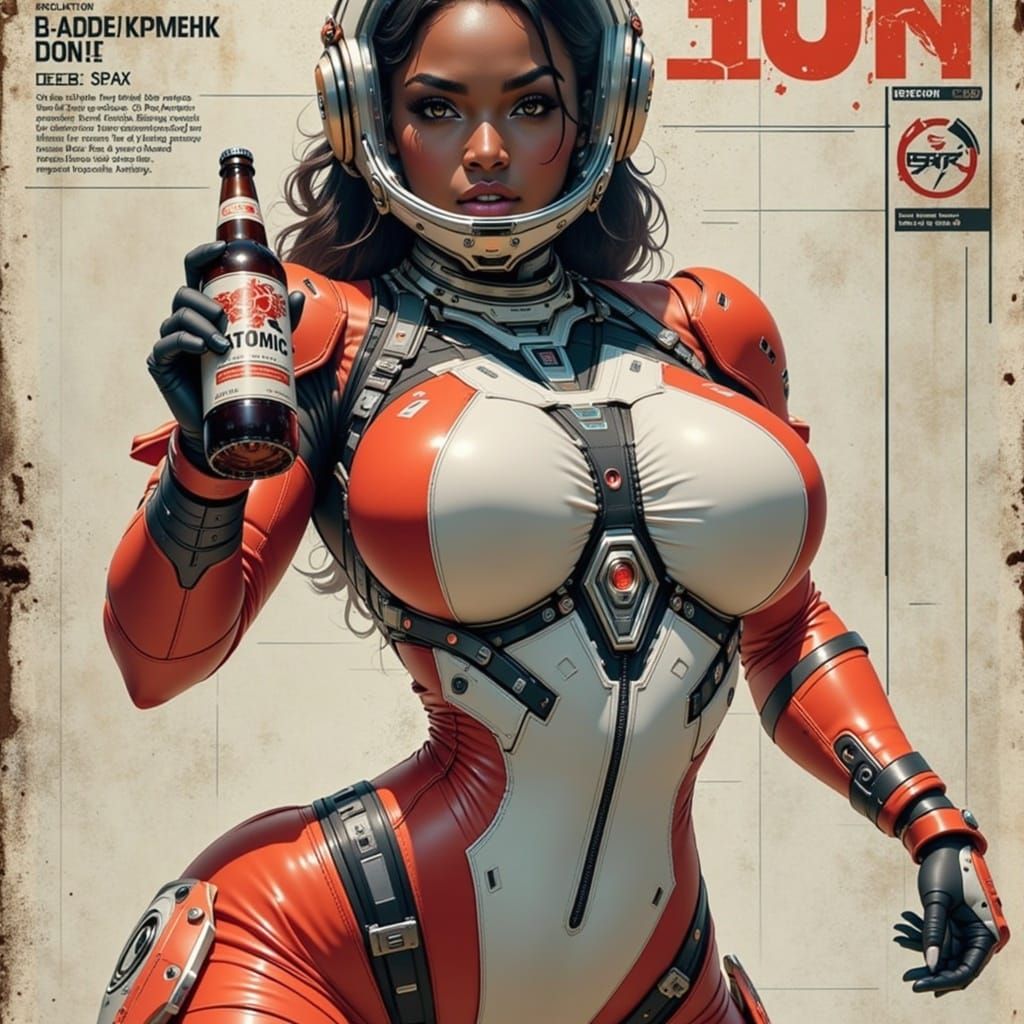 Glamorous Black Woman in Retro-Futuristic Space Suit