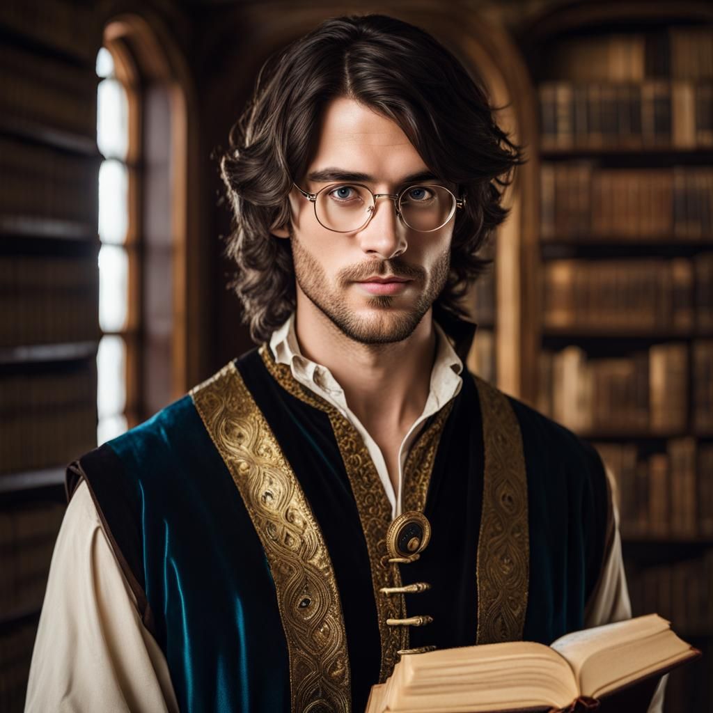 Portrait of Nerdy Man in Medieval Tunic