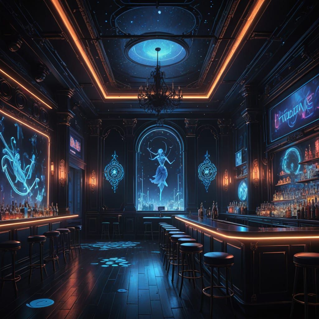 Mystical Nightclub with Strobe Lit Dance Floor