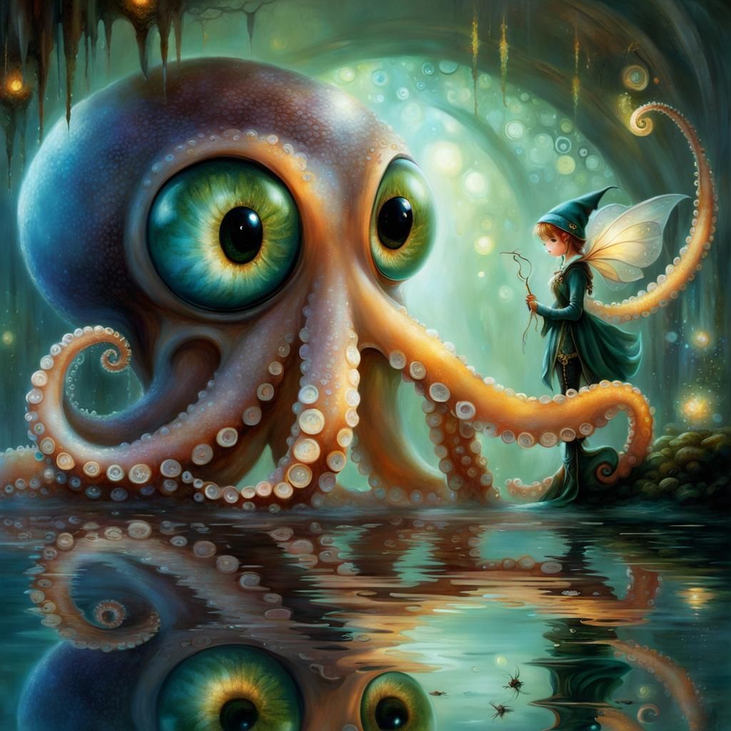 Ethereal Octopus Portrait in Fantasy Style