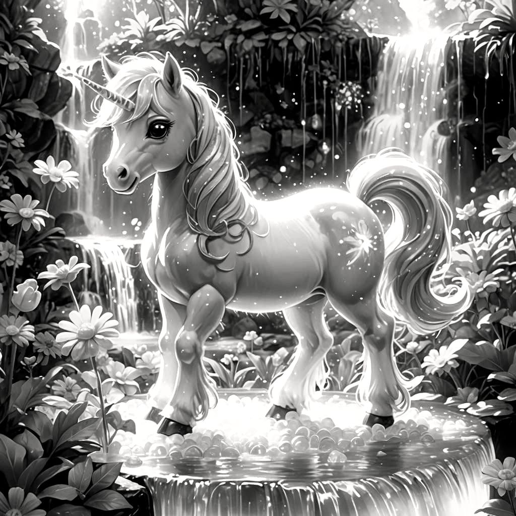 Chibi Pony in Bioluminescent Garden, Candy Art