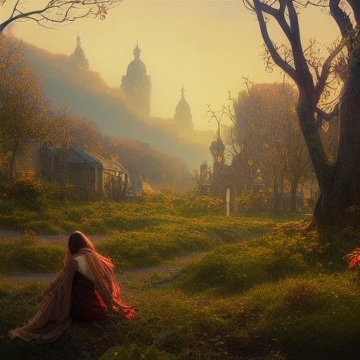 Mystical Avalon Glastonbury City in Digital Painting