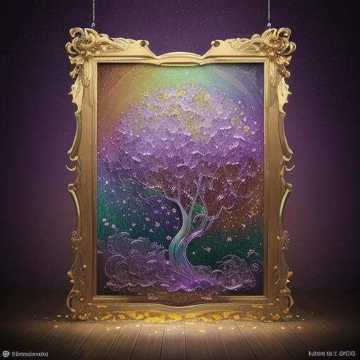 Rainbow Illuminated Poetry Scroll in Expressionist Style