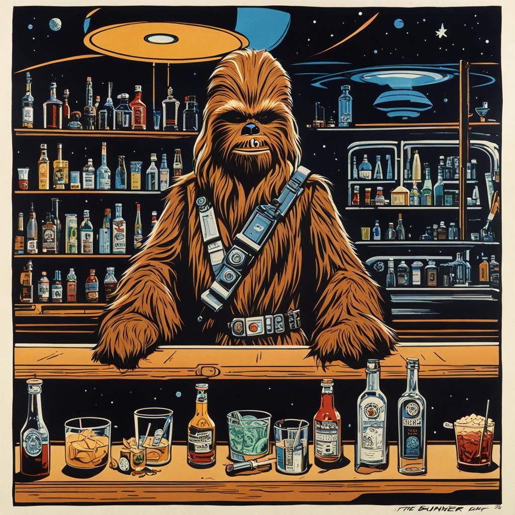 Wookiee Bartender in Star Wars Bounty Hunter Bar
