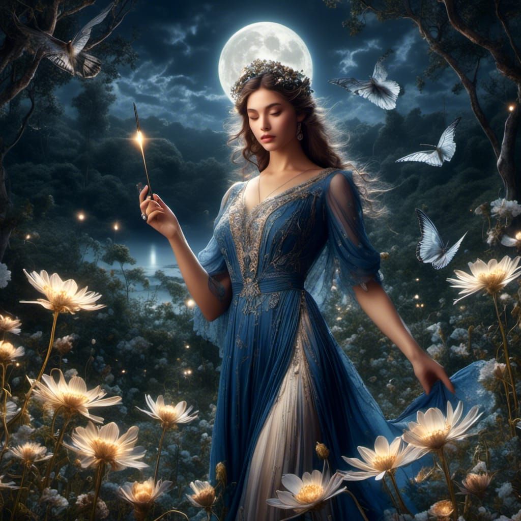 Night Rose in Moonlight: Hyperrealistic Detail