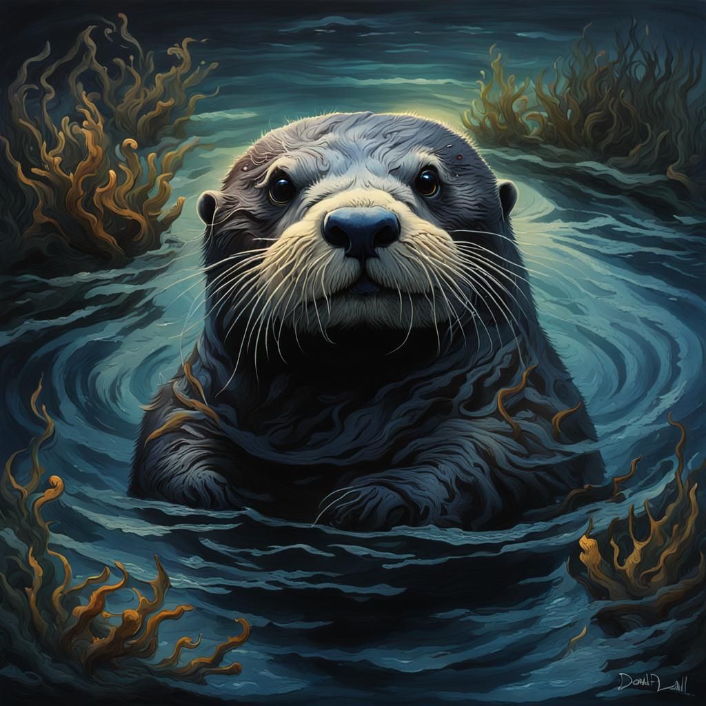 Vampire Sea Otter in Dreamlike Surrealism
