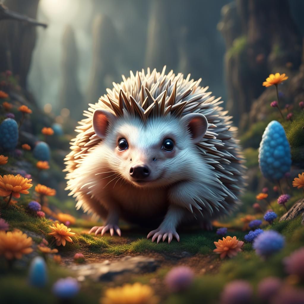 Cute Hedgehog Burrow: Detailed Matte Painting