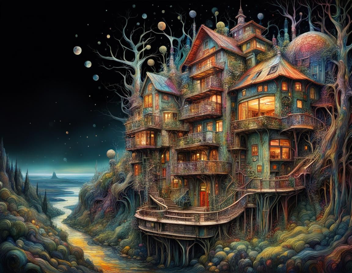 Intricate Entangled Details Inspired by Hundertwasser