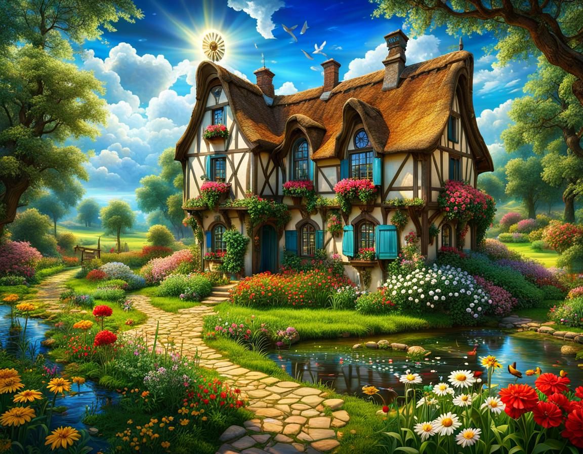 Rococo Stained Glass Landscape: Enchanting AI Art