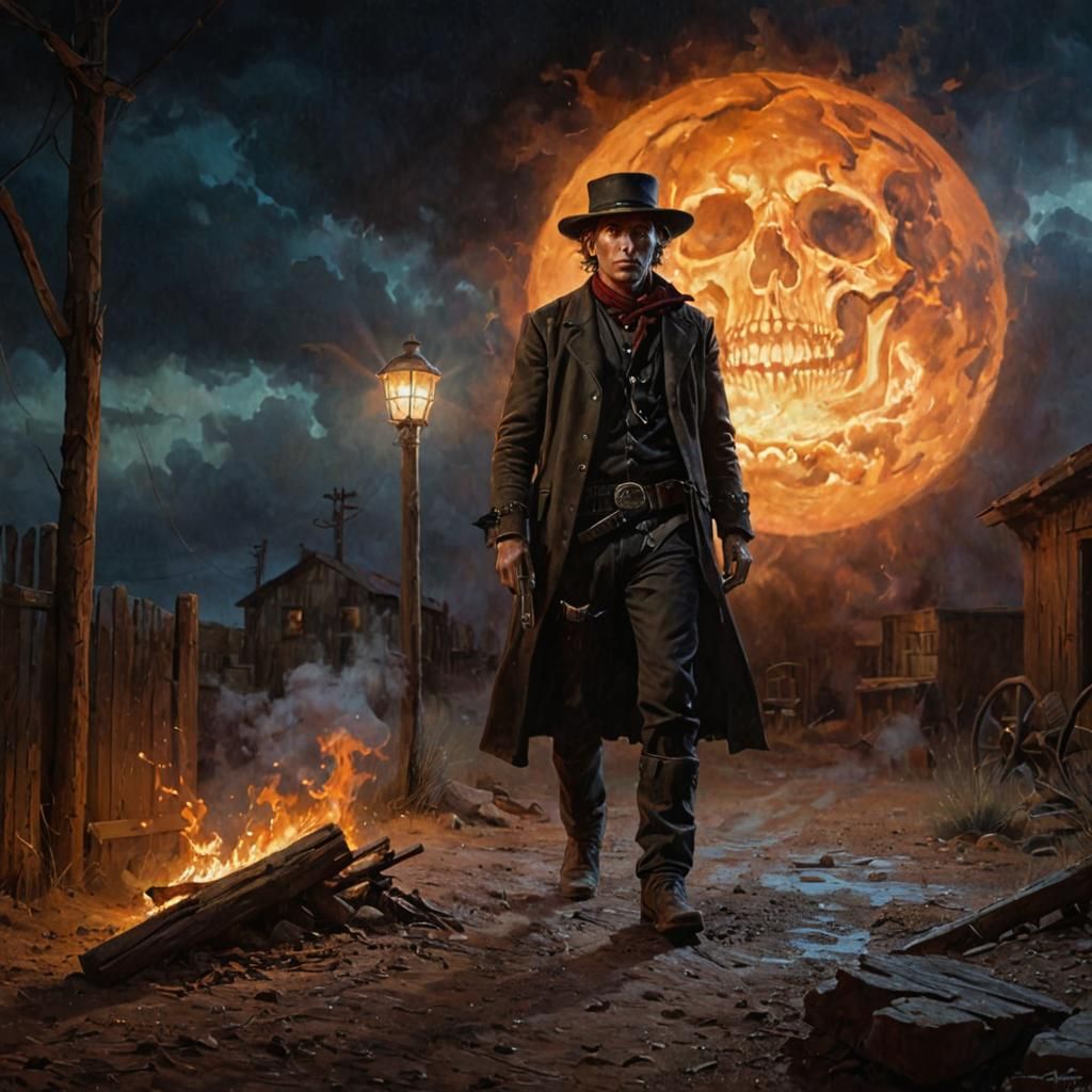 Dramatic Portrait of Billy the Kid in Oil Paint