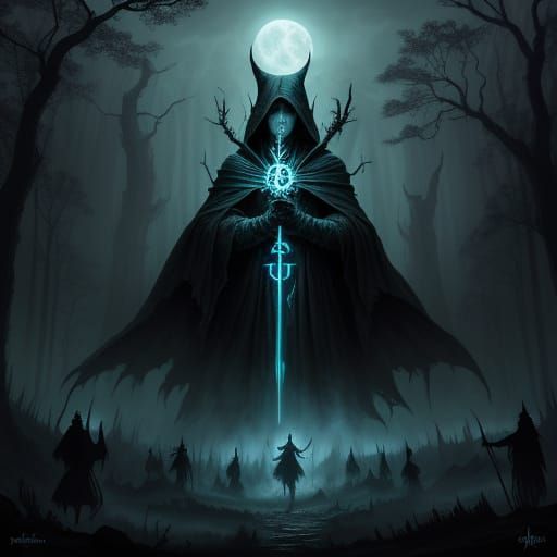 Witches Ritual in Moonlit Forest