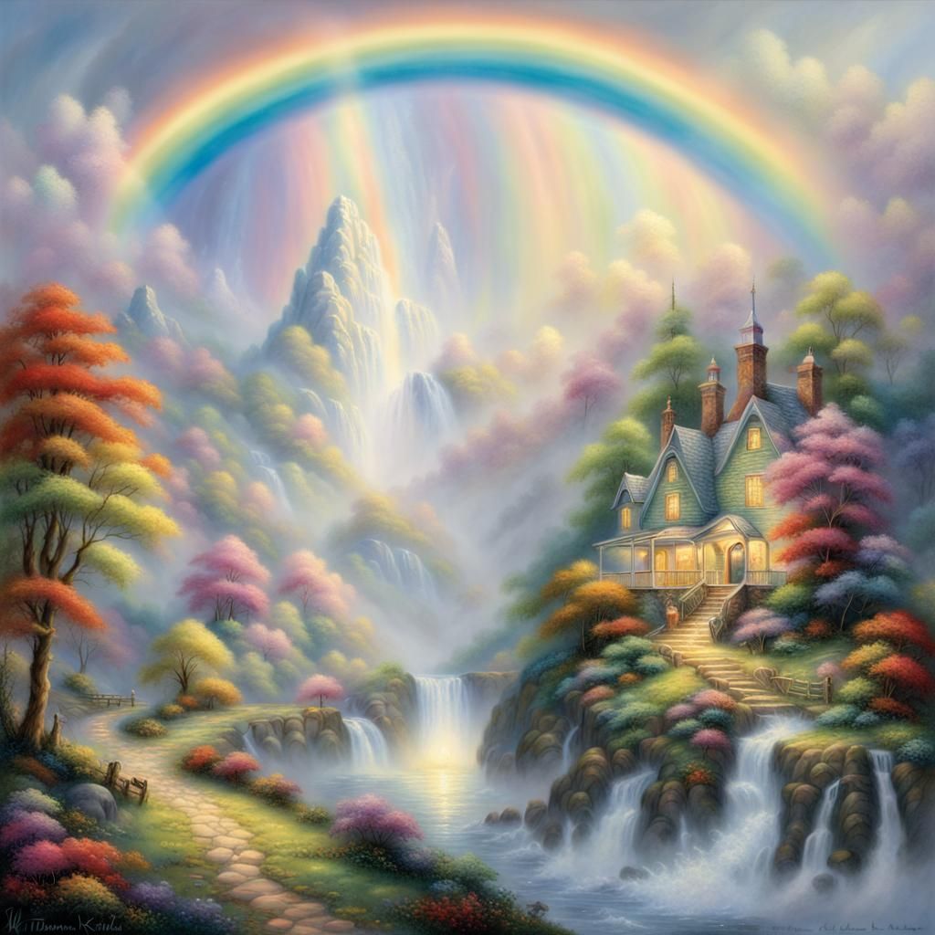 Ethereal Rainbow Fantasy Landscape in Luminism Style