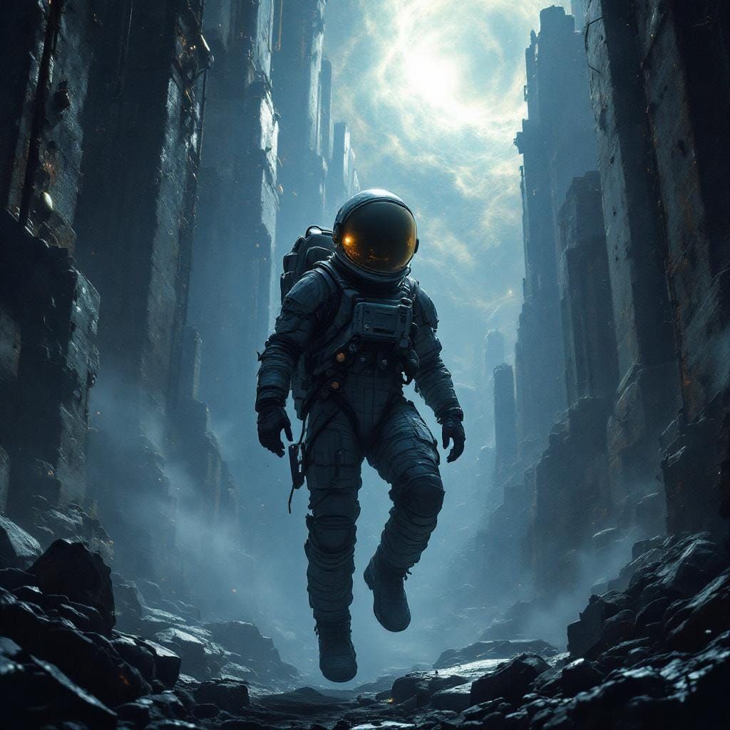 Astronaut in Ruins: A Cosmic Cathedral of Decay