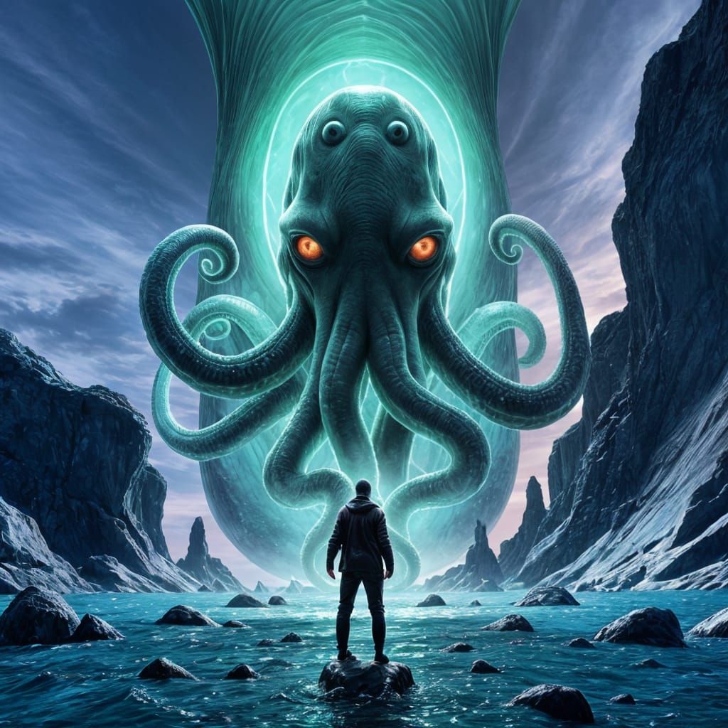 Cthulhu Blows Bubblegum Bubble Filled with Humans