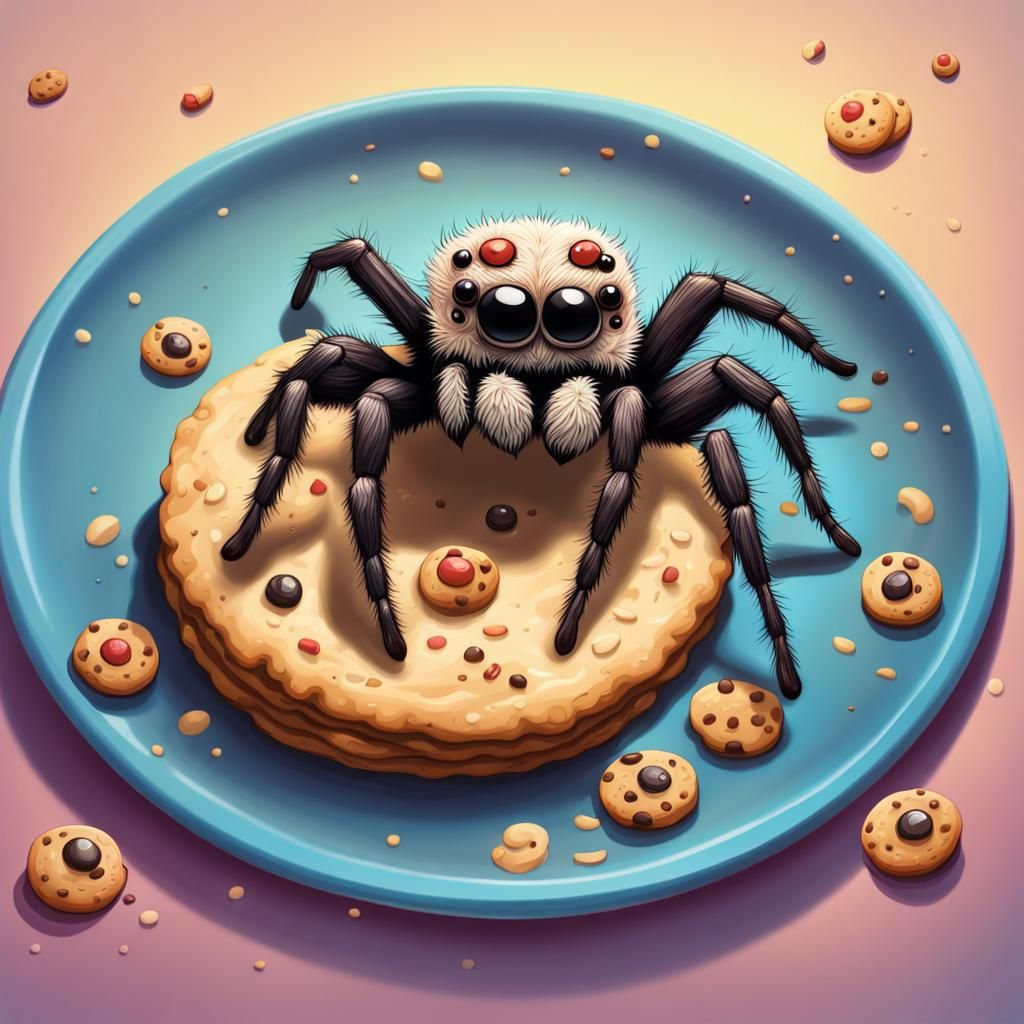 Hyperrealistic Jumping Spider on Cookies