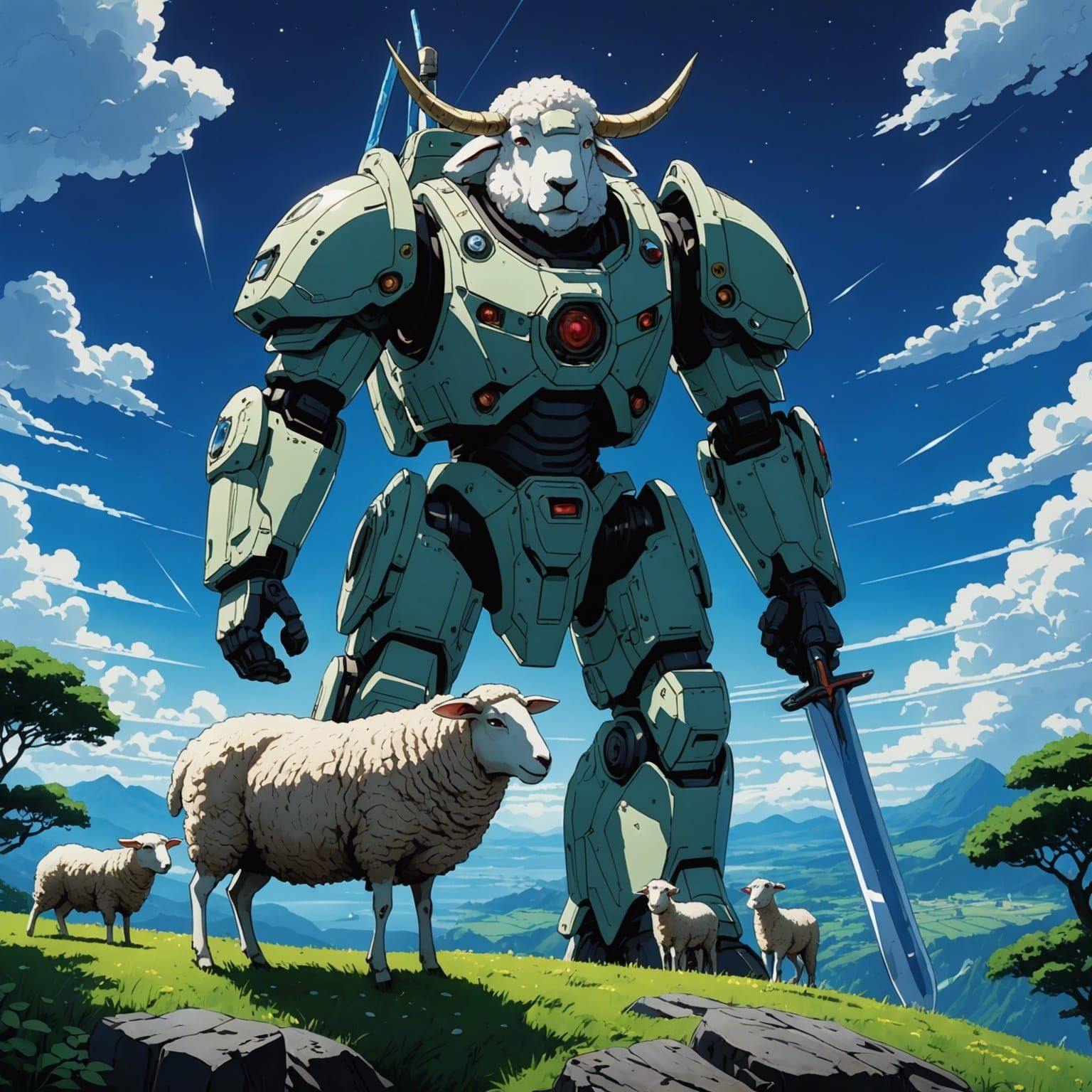Sheep King: Space Warrior in Anime Style