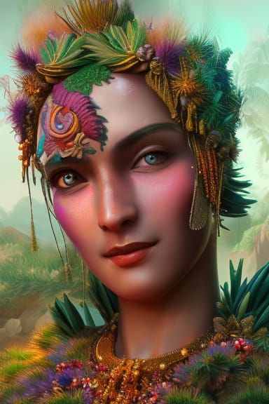 Pineapple Woman: Detailed Matte Painting in Fantasy Style