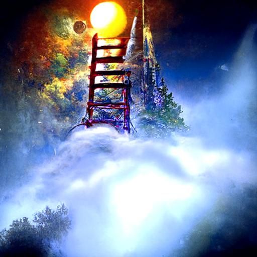 Ethereal Ladder to the Moon in Fantasy Style