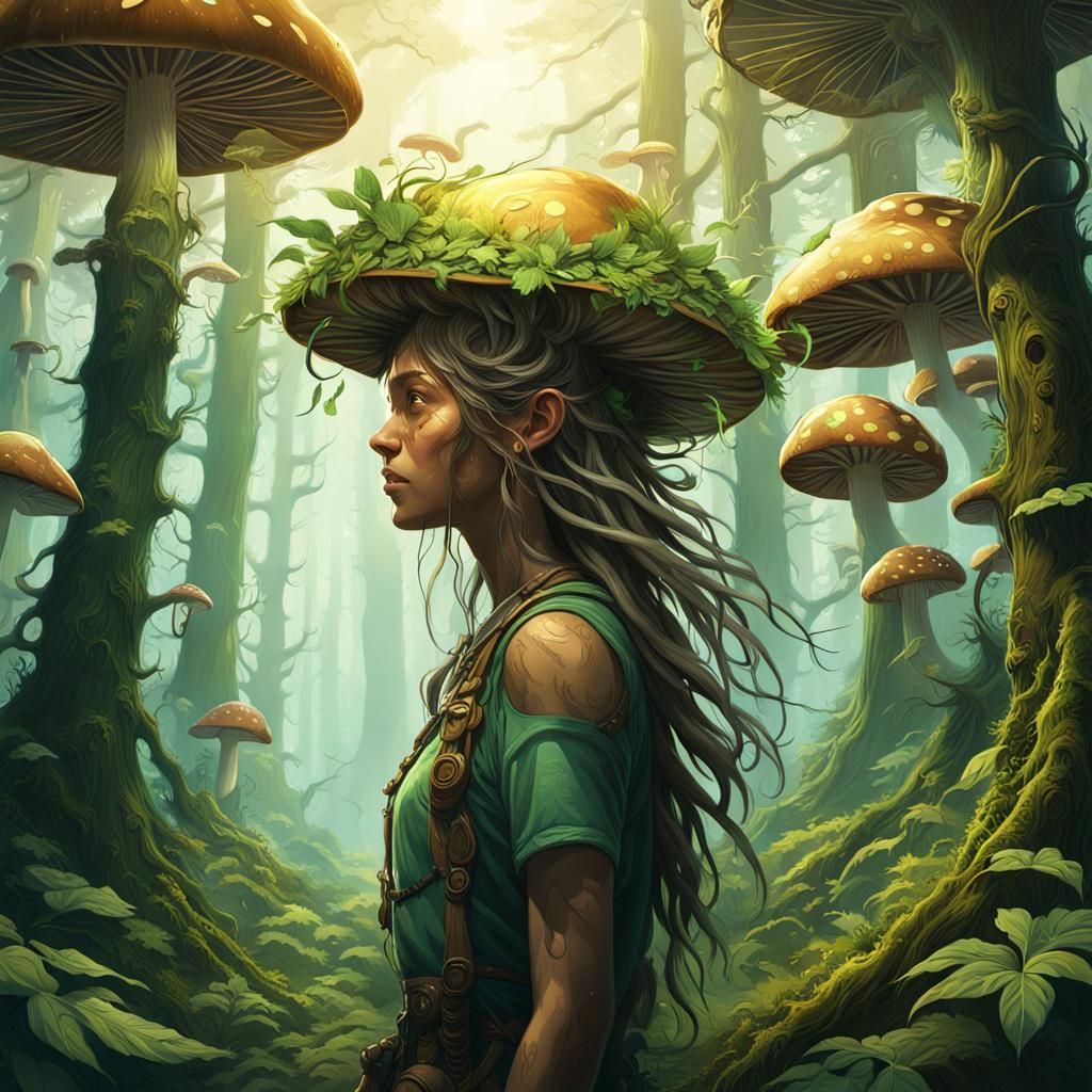 Mystical Wild Spirit in Forest, Fantasy Concept Art