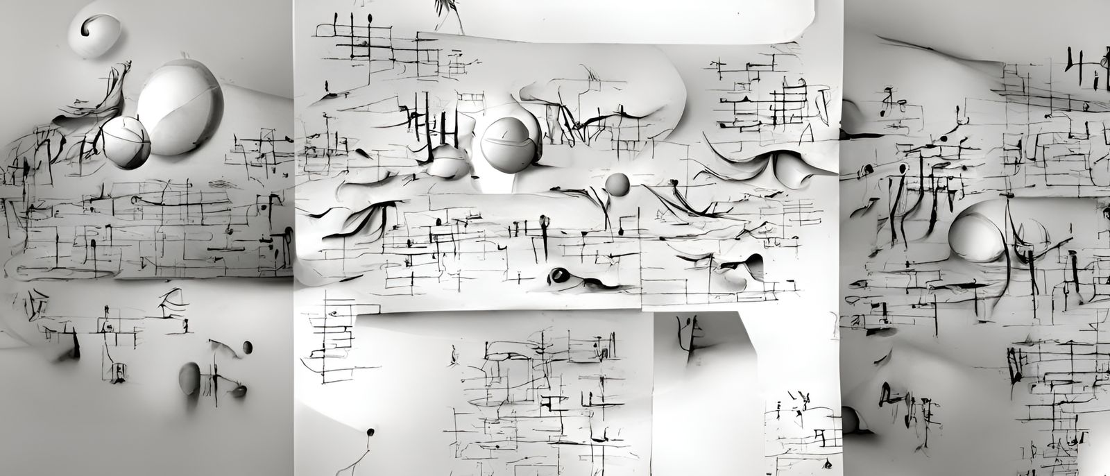 Complex 3D Diagram of Music, Anatomy and Math